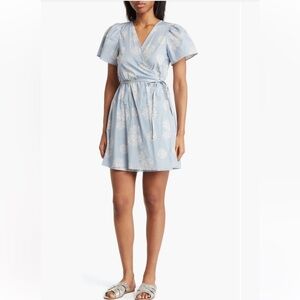 Brand New With Tags Madewell Floral Print Puff Sleeve Wrap Dress Size Large